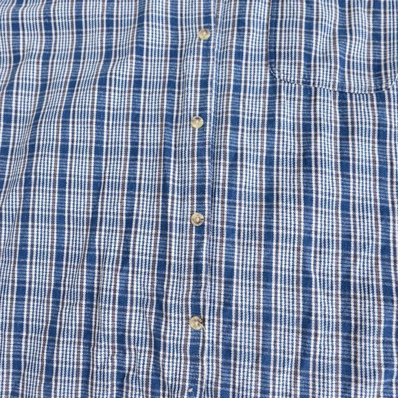 Vintage Cherokee Blue White Brown Checker Thick 100% Cotton Button Up Shirt - Picture 7 of 13